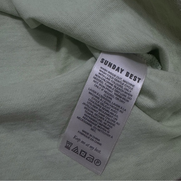 Sunday Best Aritzia Cropped Pastel Green/White Baby Graphic Tee T-Shirt XS Ibiza - Picture 6 of 6